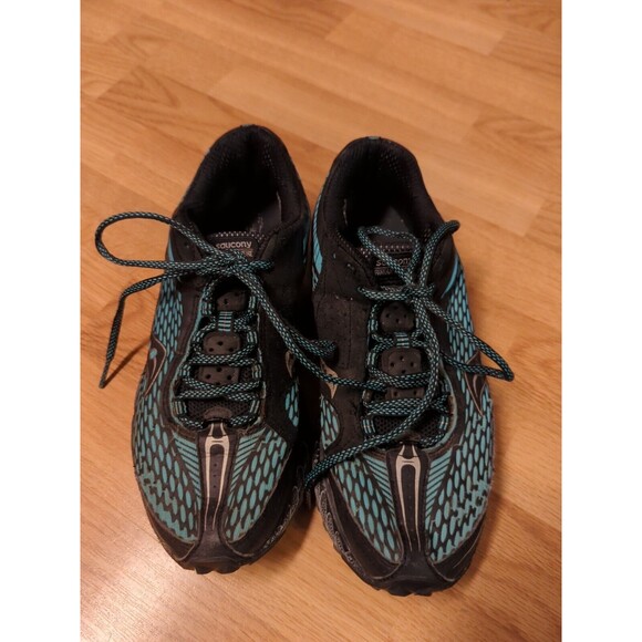 Saucony Peregrine ProGrid Womens 10 Teal Trail Running Black Lace Tie 10098-1 - Picture 2 of 7